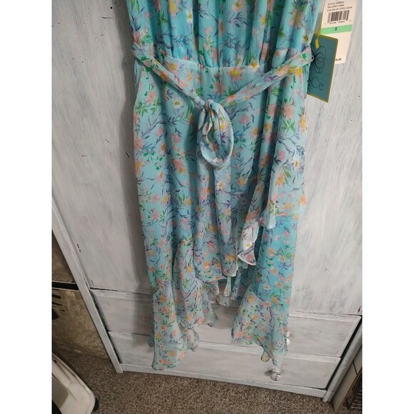 Cece High Neck High Low Ruffled Sleeveless Dress Sz 8 Boho Feminine Cottage Core - Picture 2 of 9